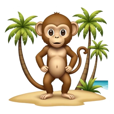 Monkey on the beach with palms and ocean  sticker