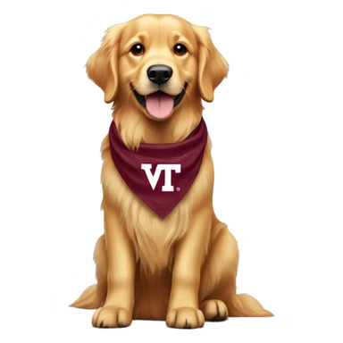 golden retriever with virginia tech bandana  sticker