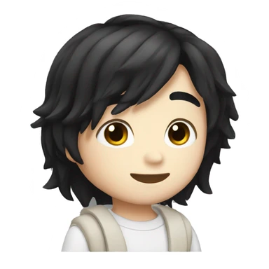 long black hair cute boy white skin sticker