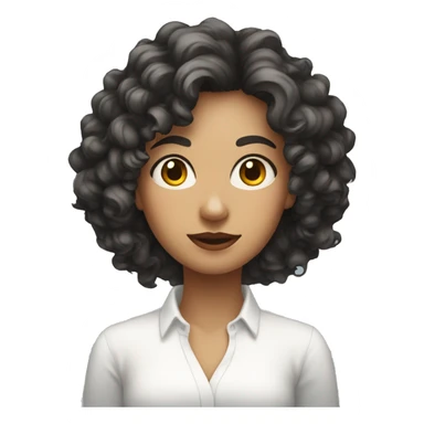 mysterious woman in white shirt and curly hair sticker