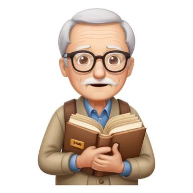 an old man with glasses and SPAM books nodding yes sticker