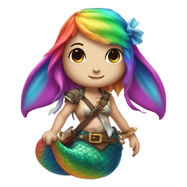Rainbow mermaid bunny pirate sticker