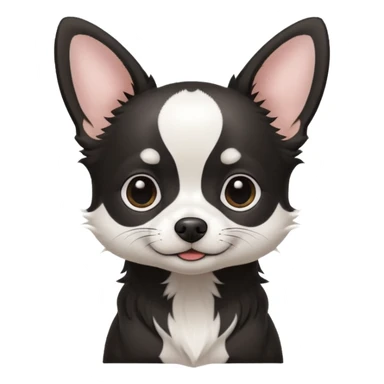 A black and white chihuahua emoji please witha white line on the center of head sticker