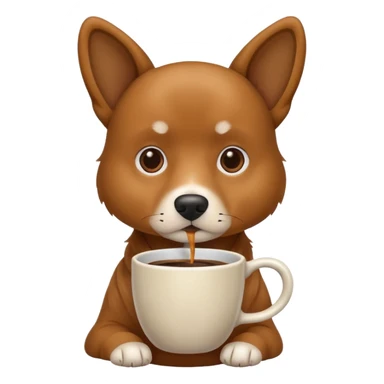 Dog with a cup of coffee sticker