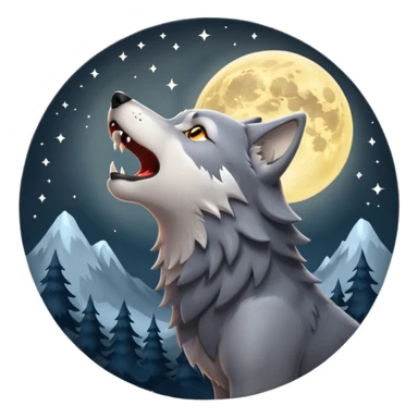 Wolf howling att Moon  sticker