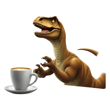 T rex having coffee sticker
