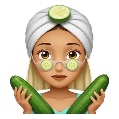 Chica con toalla en el pelo y pepinos en los ojos sticker