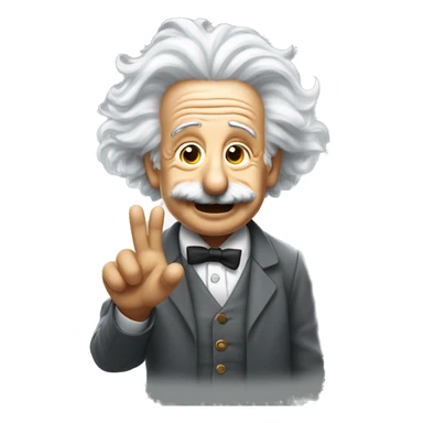 albert einstein with vawing hand and is happy sticker