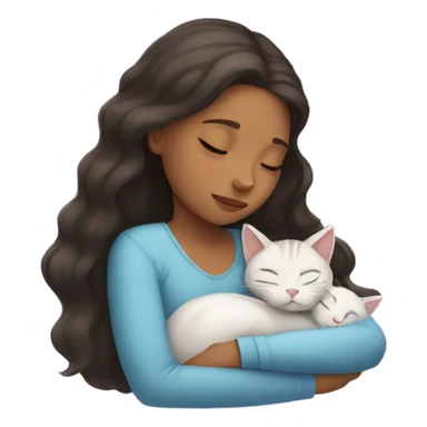 Girl and cat sleeping sticker