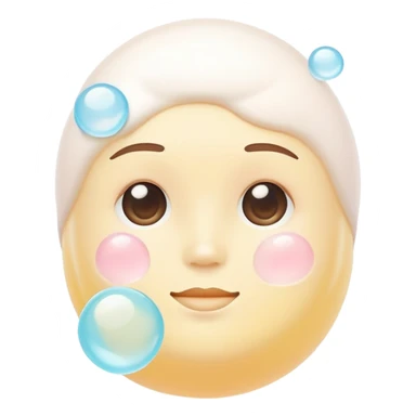 Foaming facial cleanser, minimalist, rounded, soft pastel colors, with foam bubbles sticker