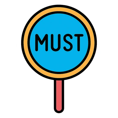 the road sign with the word must sticker