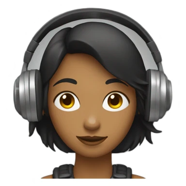 Une fille qui écoute de la musique avec un casque noir sticker