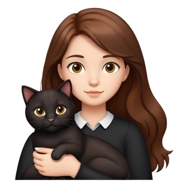 Brown-haired girl holding a big black cat sticker