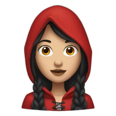 red-ridding-hood-with-long-black-strait-hair-with-white-break sticker