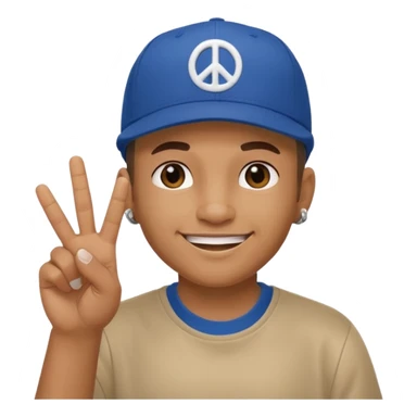 Hiphopper with baseball cap doing a peace sign with his fingers sticker