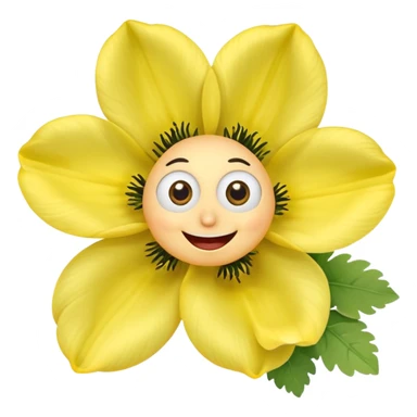 five leaved yellow anemone eyes mouth sticker