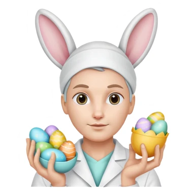 plastic surgeon with bunny ears and Easter eggs sticker