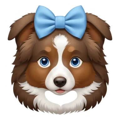 Australian shepherd with a light blue bow and blue eyes   sticker