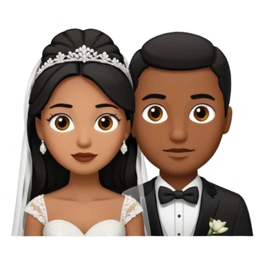 Bride with black hair black eyes and brown skin groom with black hair black eyes sticker