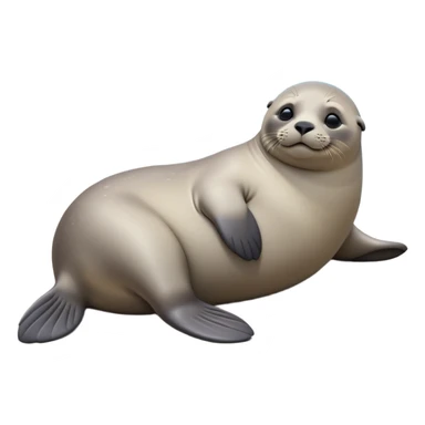 cinematic-seal-realistic-full-body-lounging-emoji,-plump-sleek-body-stretched-out-on-a-rocky-shoreline,-short-smooth-fur-glinting-in-the-sea-breeze,-flippers-tucked-comfortably-beneath-its-body,-large-dark-eyes-filled-with-playful-curiosity,-whiskered-muzzle-lifted-slightly-as-if-smiling,-simplified-yet-realistic-focused-features,-highly-detailed,-glowing-with-a-refreshing-marine-radiance sticker