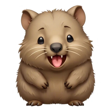 Cinematic Cute Yawning Wombat Portrait Emoji, Head tilted slightly with a dramatic, wide-open yawn, showcasing a soft, downy shaggy brown fur with drooping ears, round eyes barely open in drowsy contentment, Simplified yet irresistibly adorable features, highly detailed, glowing with a soft, cozy glow, high shine, relaxed yet expressive, stylized with a touch of rustic charm, bright and endearing, soft glowing outline, capturing the essence of a sleepy yet affectionate wombat, so drowsy it feels like it could stretch out of the screen and curl up for a nap! sticker