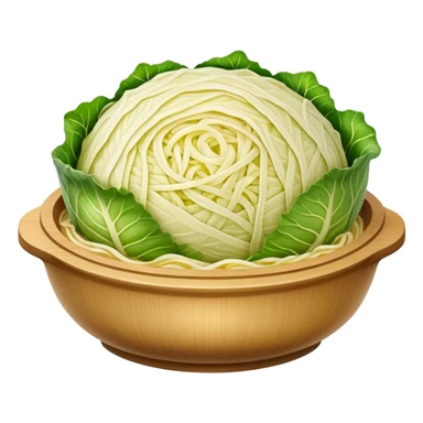 Cinematic Realistic Sauerkraut Dish Emoji, depicted as a tangy, fermented cabbage dish rendered with vibrant textures and natural, appetizing lighting. sticker