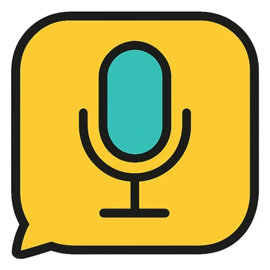 voice chat widget icon, microphone inside a rounded square, sleek, digital interface style sticker