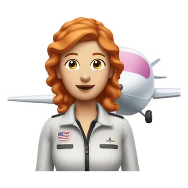 ginger woman flying pink airplane  sticker