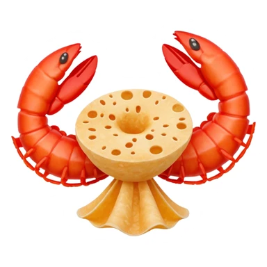 emoji of prawn cracker in surreal style with impossible geometry, floating elements sticker