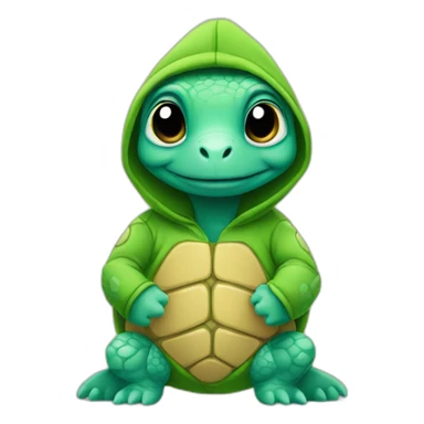 Little cartoon turtle wearing a hoodie sticker