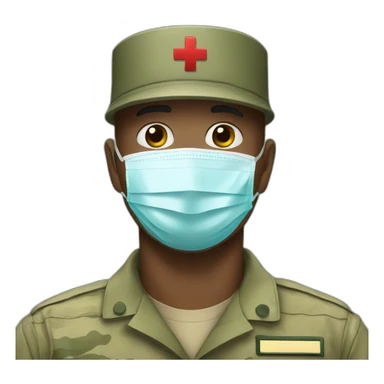 a military man in a Medical masks sticker