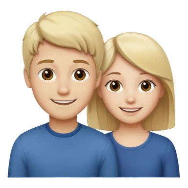 blonde boy smiling with pale brunette girl sticker