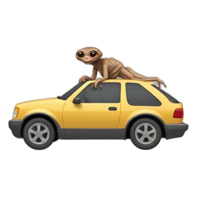 E.T qui conduit une voiture sticker