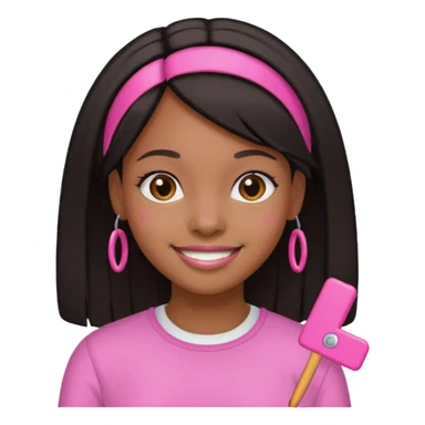 a black girl with straight hair and pink clips in the front sticker