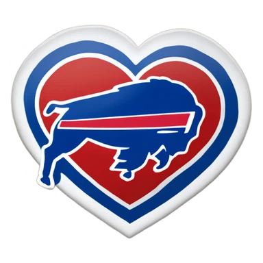 One solid Heart emoji with nothing outside of it with the blue border outside heart, red heart inside, smaller white heart inside of that, with the nfl Buffalo bills in the middle  sticker