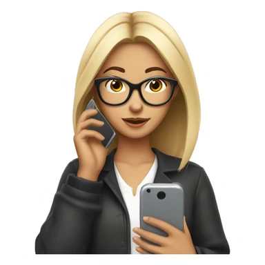 a student stylish girl in glasses checking her phone sticker