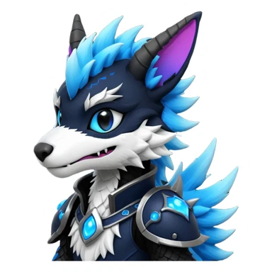 Cool gothic cute badass Vernid-Protogen-Dutch-Angel-Dragon-Sergal-Trico-Fursuit-furry-fursona sticker