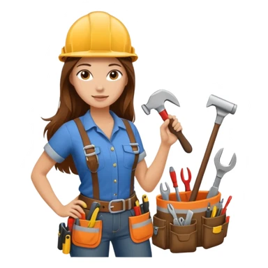 beautiful girl with long brown hair constructing new lounge room sticker