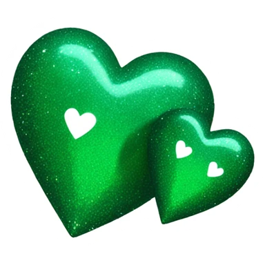 Deep green glittery two hearts sticker