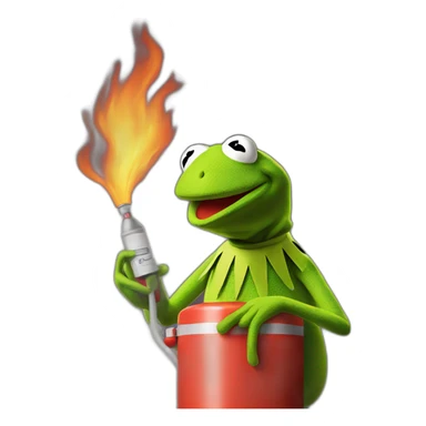 kermit frog holding fire extinguisher sticker