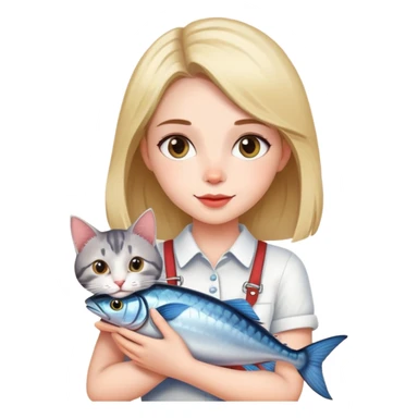 A pretty girl holding a mackerell cat breed on her arms with such a love and care  sticker