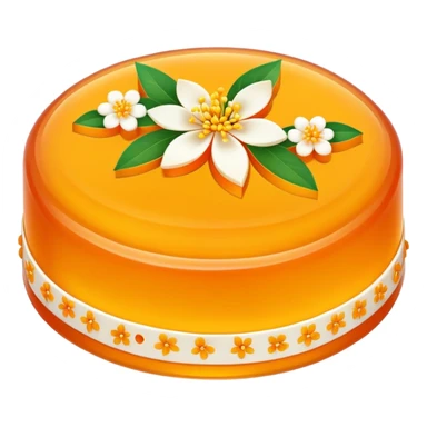 Osmanthus jelly cake with floral pattern, simplified emoji style with bold outlines and bright colors, cartoon style Gui Hua Gao traditional sweet sticker