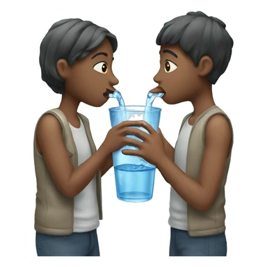 2 people drinking water  sticker