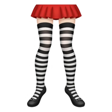 black and white striped stockings with two holes on each leg of white skin, no shoes sticker