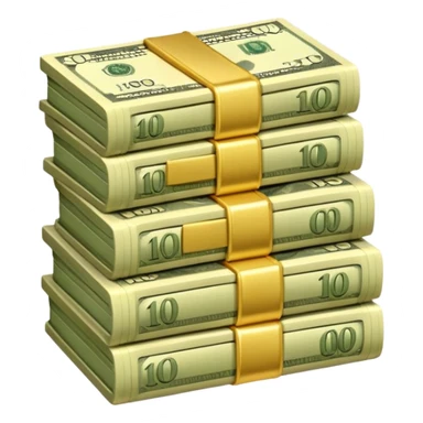 stack of money emoji,
cute emoji style, mobile game emoji,
soft 3D look, smooth gradients,
white outline sticker style,
no background sticker