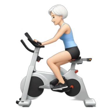 realistic exercise bike and one girl with short white hair sticker