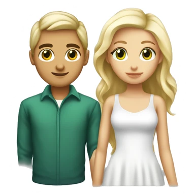 couple fille blonde aux yeux vert  et garçon cheveux brun et yeux brun  sticker