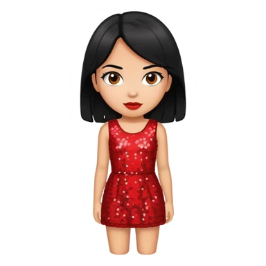 Girl in sequin red dress with black hair  sticker