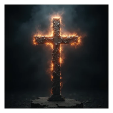realistic gothic cross, with a glowing aura, photorealistic style sticker