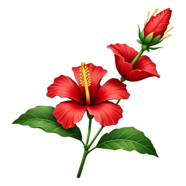 single red Hawaiian hibiscus, straight stem sticker